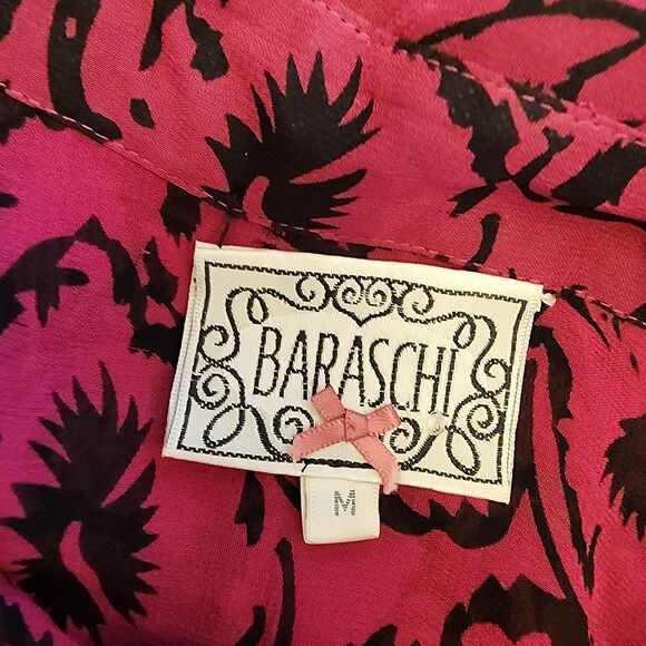 Baraschi 100% Silk Burgundy Floral Sheer Blouse M - Picture 7 of 9